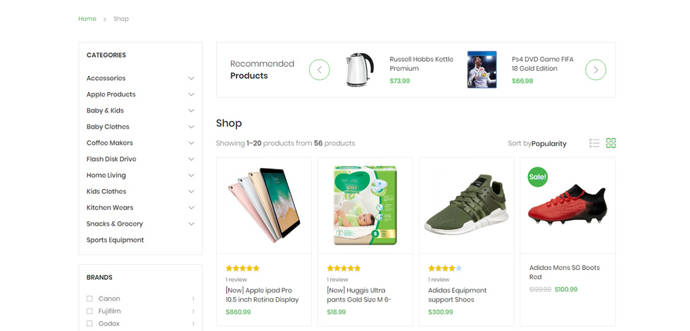 Shop page