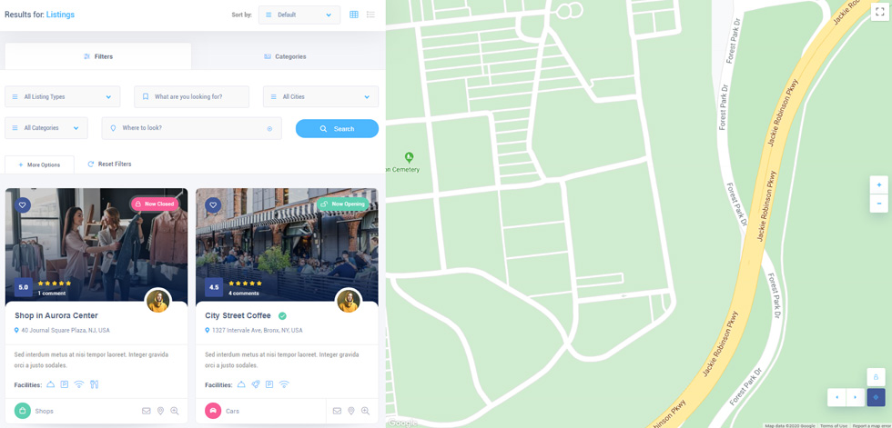 Listing page