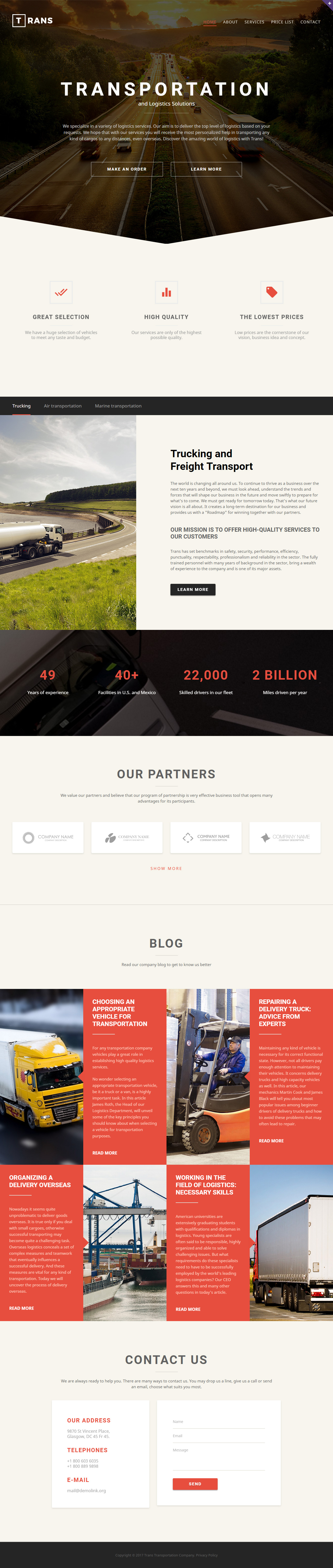 Trans Transportation Website Templates