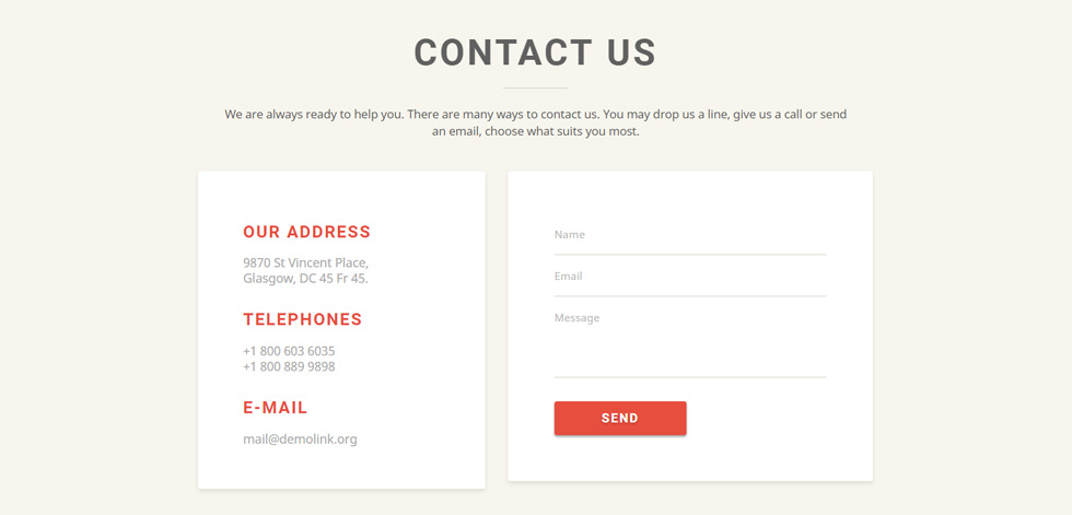 Contact page