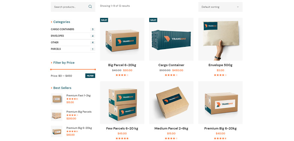 Shop page