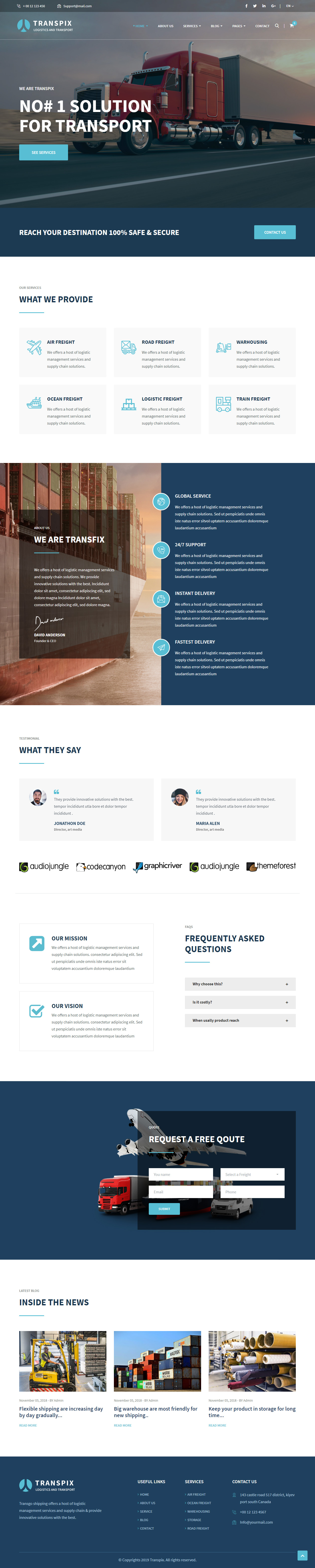 Transpix Transportation Website Templates