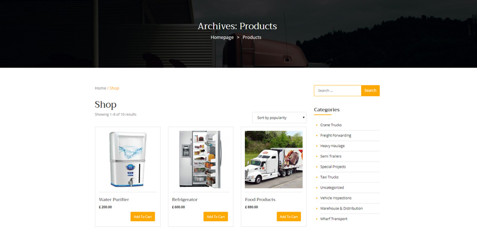 Shop page