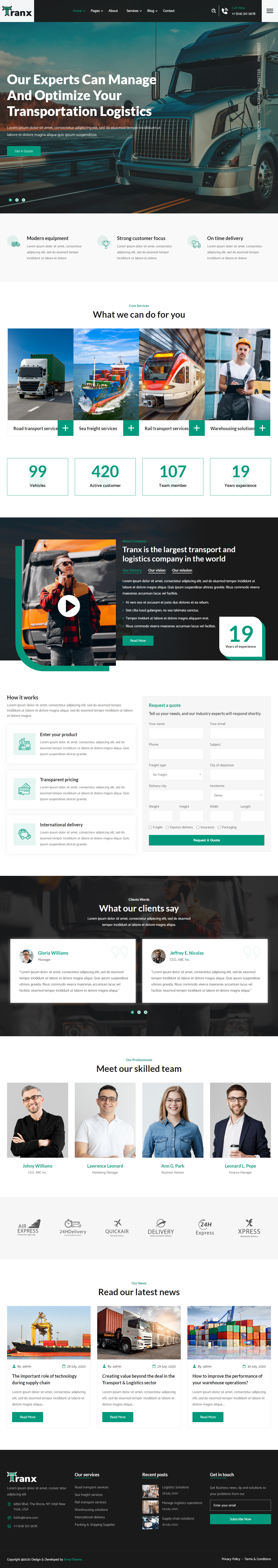 Tranx Transportation Website Templates