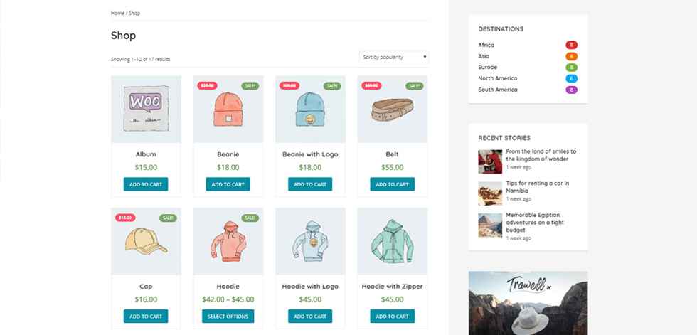 Shop page