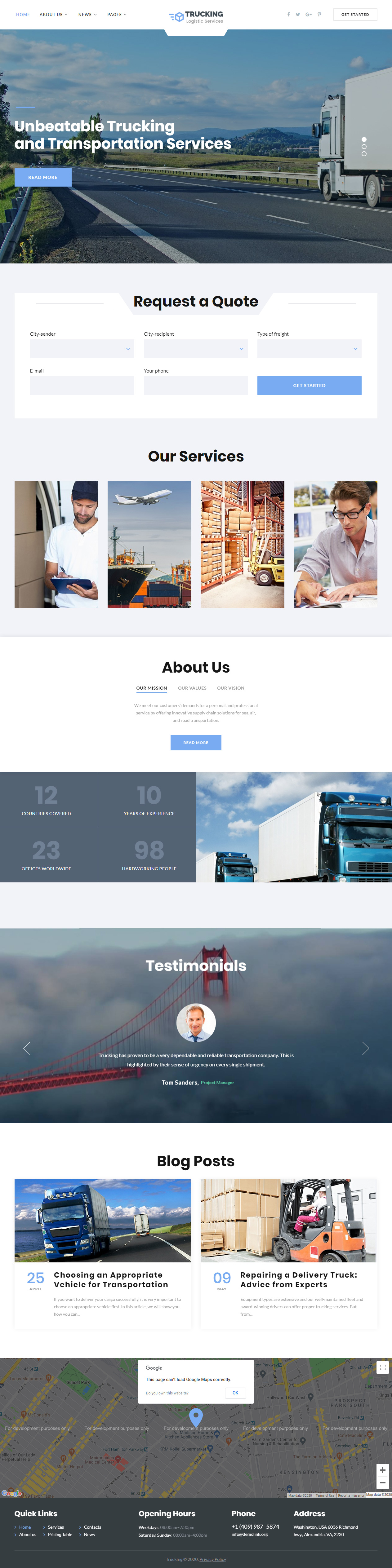 Trucking Transportation Website Templates