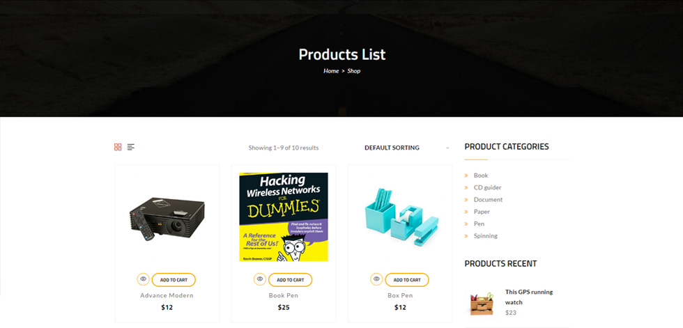 Shop page