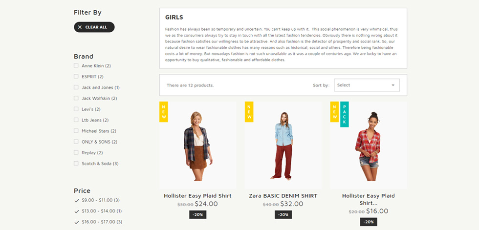 Category page