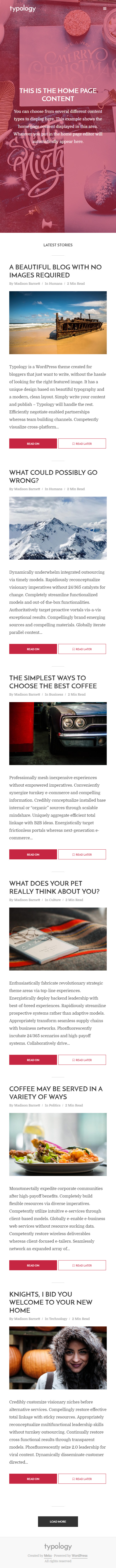 Typology – Premium Responsive Text Based Minimal WordPress Blog Theme theme — Mobile preview