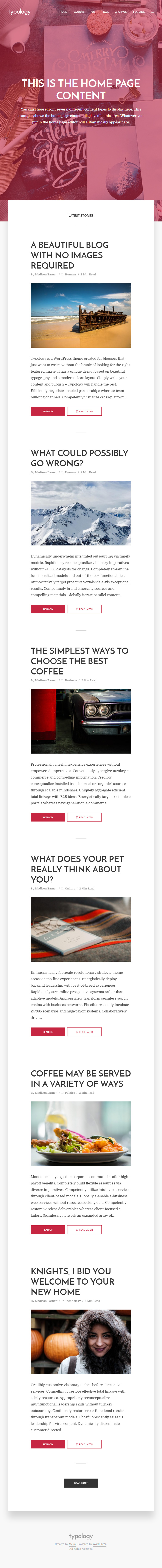 Typology – Premium Responsive Text Based Minimal WordPress Blog Theme theme — Tablet preview
