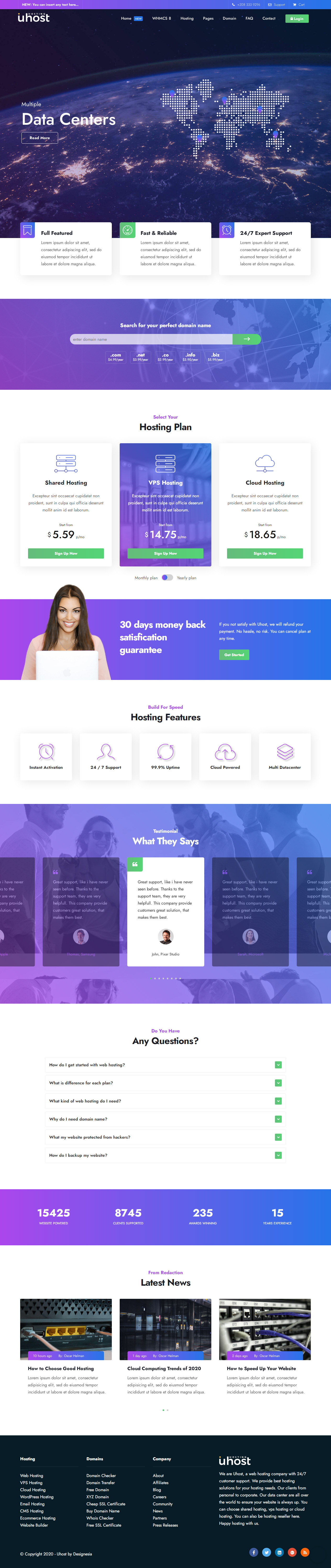 Uhost HTML5 Hosting Template