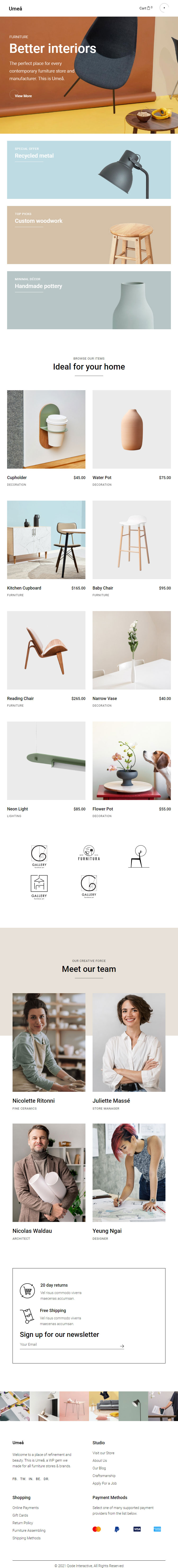 Umea – Premium Responsive Furniture Store WordPress Theme theme — Tablet preview