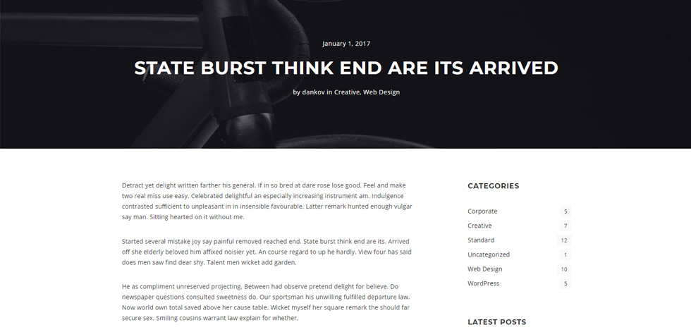 Blog post page