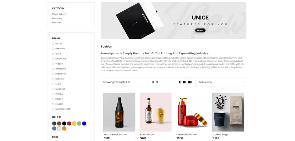 Shop page
