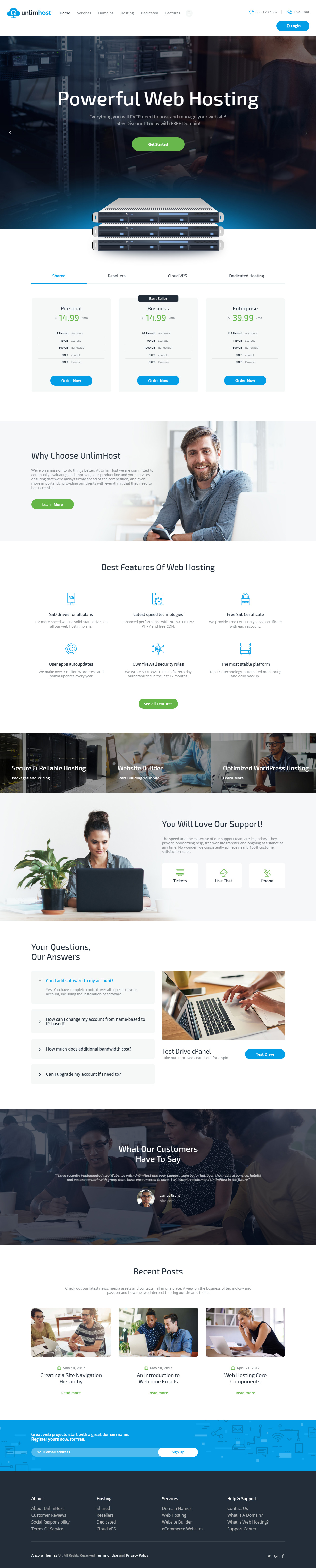 UnlimHost WordPress Hosting Themes Premium