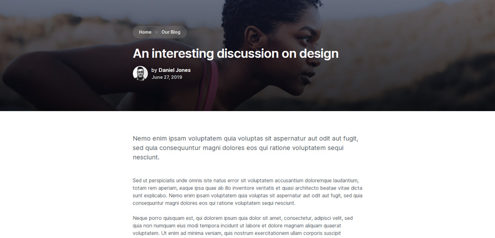 Blog post page