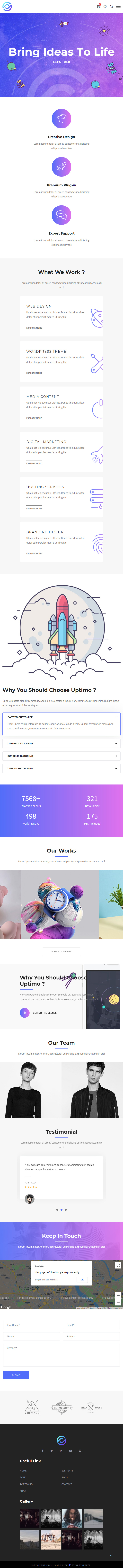 Uptimo – Premium Responsive Multipurpose Bootstrap HTML5 Template theme — Tablet preview