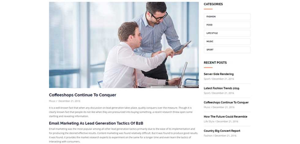 Blog post page