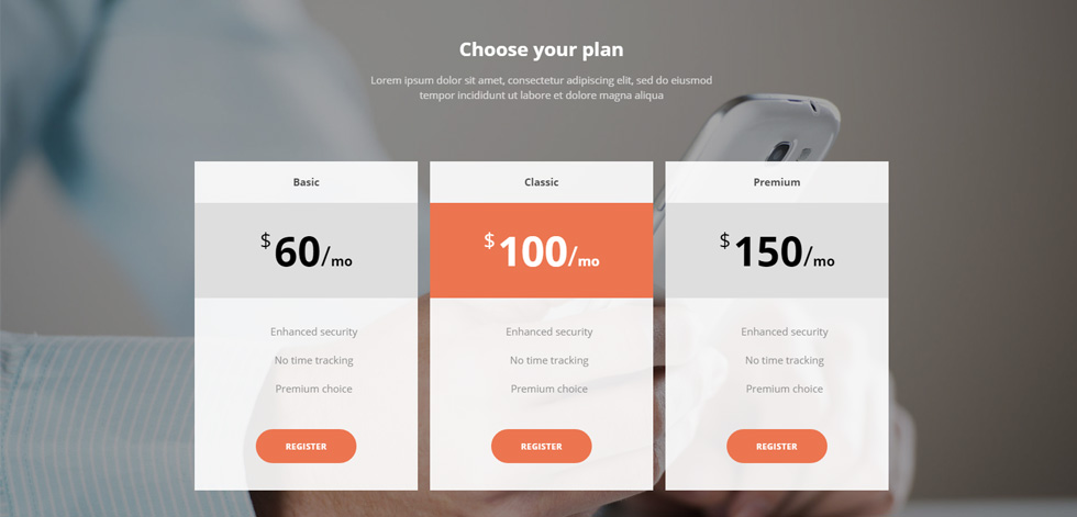 Pricing tables
