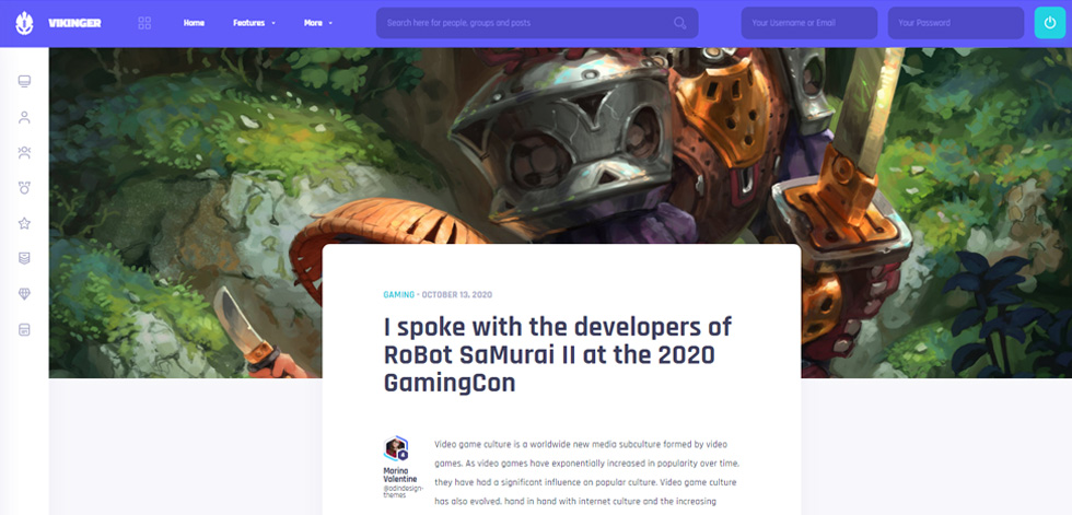 Blog post page