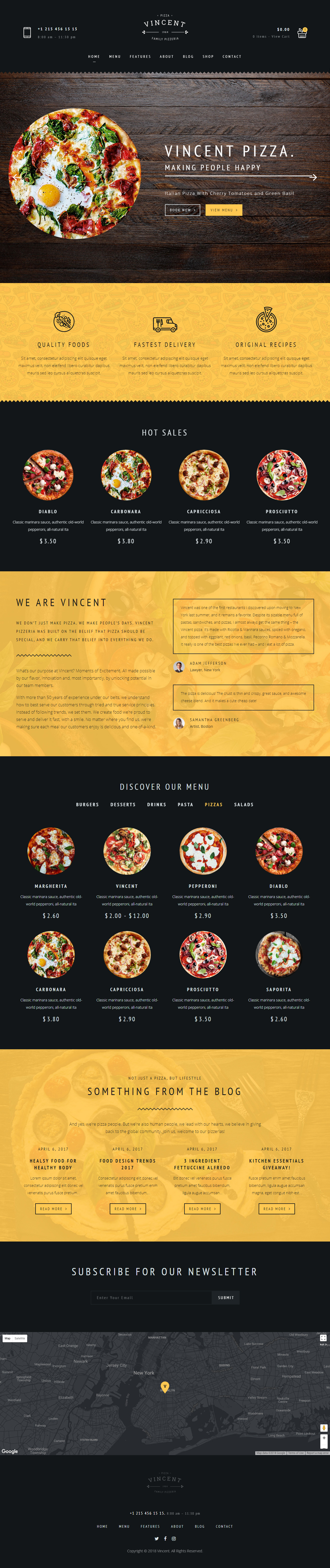Vincent Cafe and Restaurant Website Templates