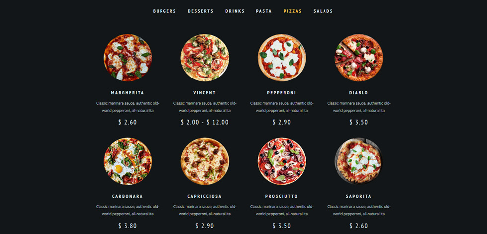 Food menu