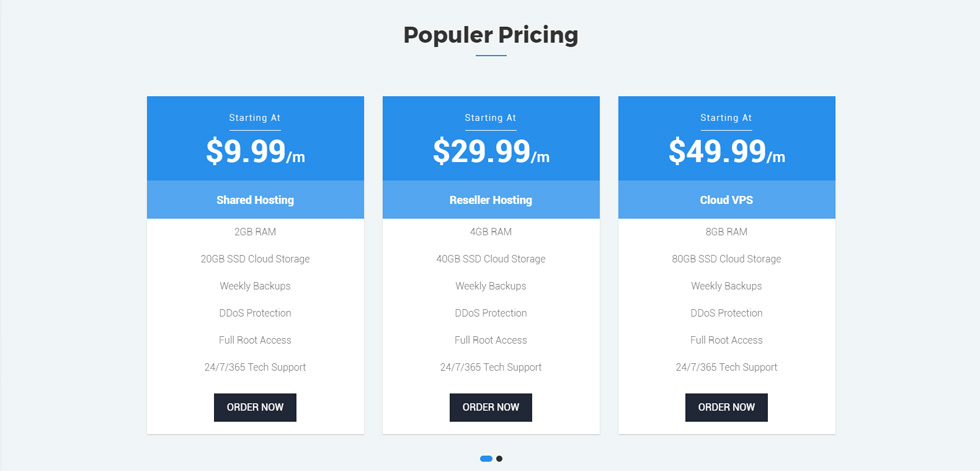 Pricing tables