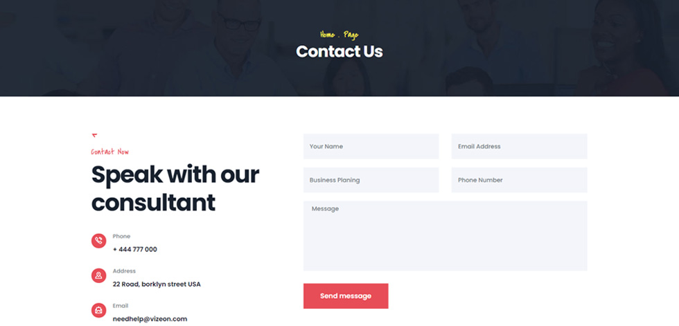Contact page