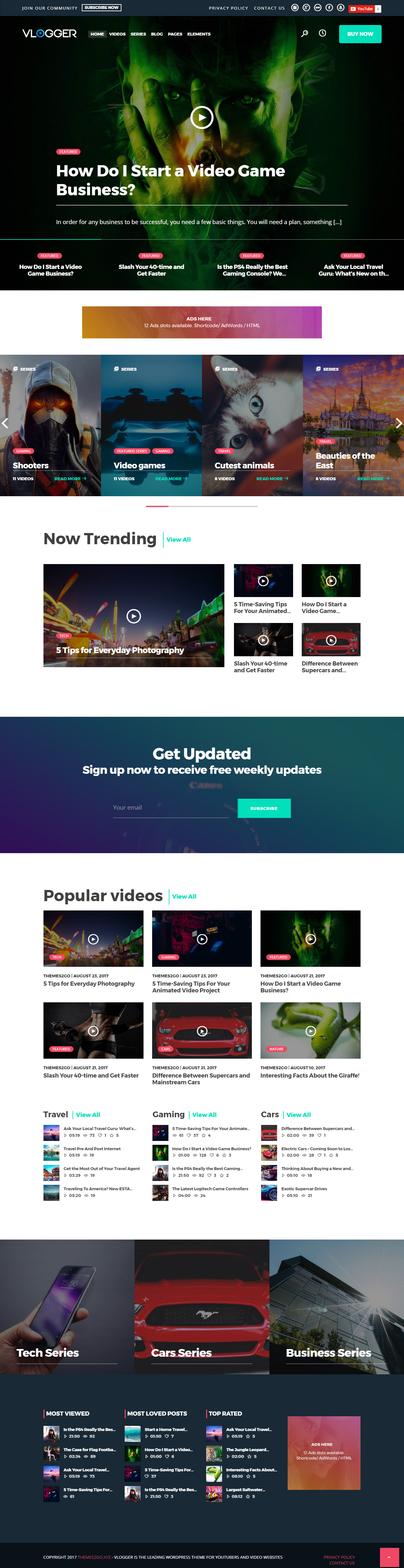 Vlogger Video Magazine WordPress Themes