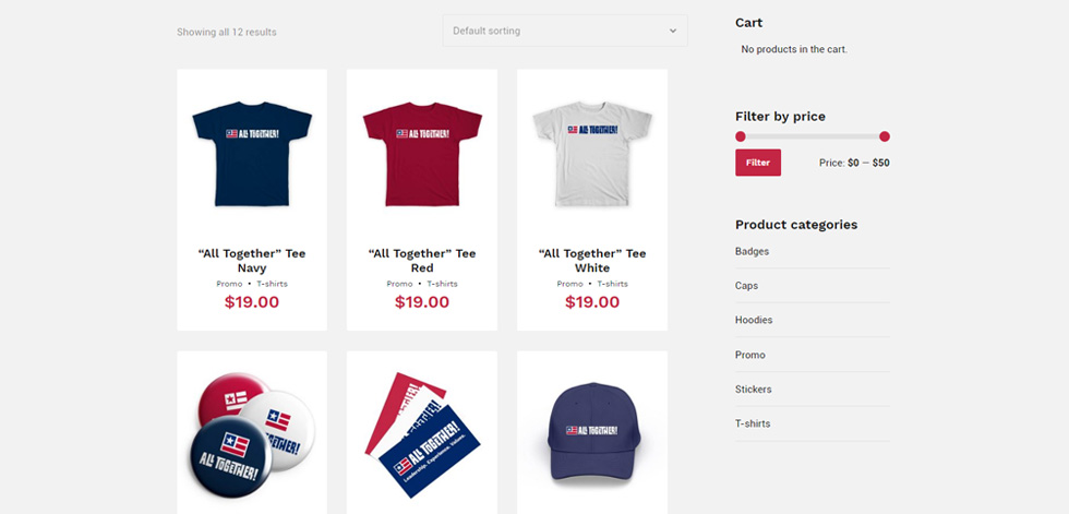 Shop page