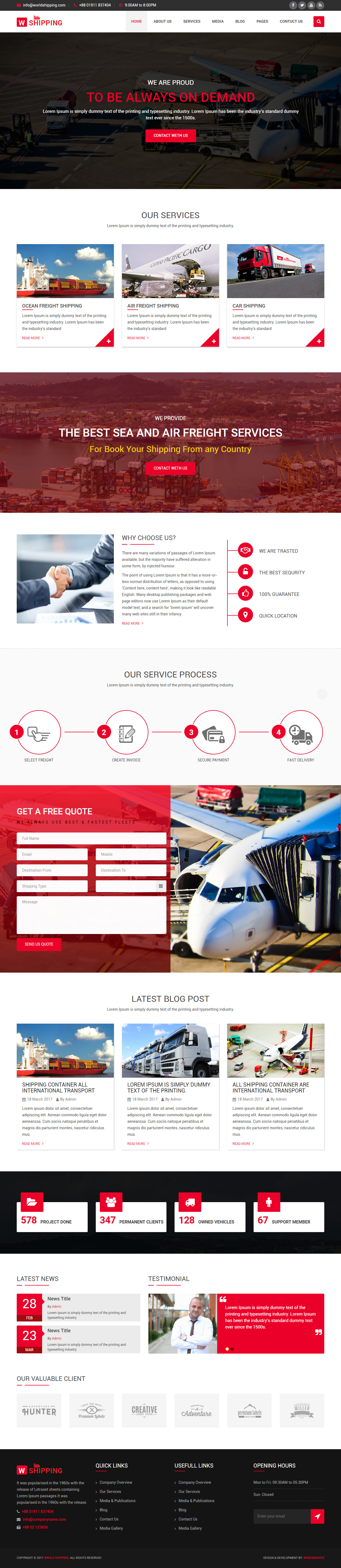 W-Shipping Transportation Website Templates