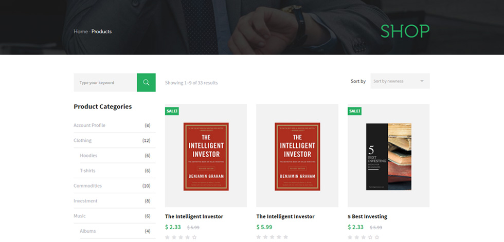 Shop page