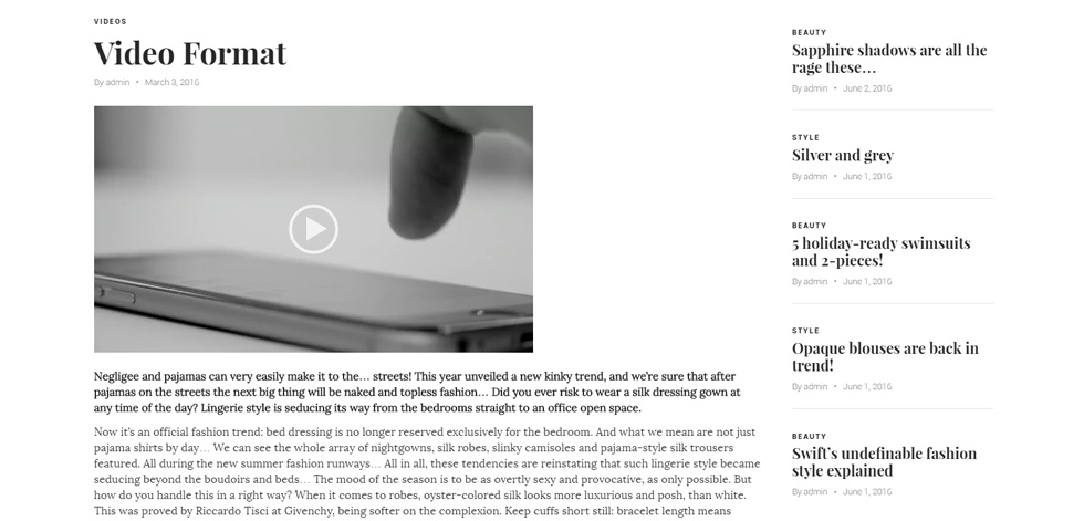 Blog post page