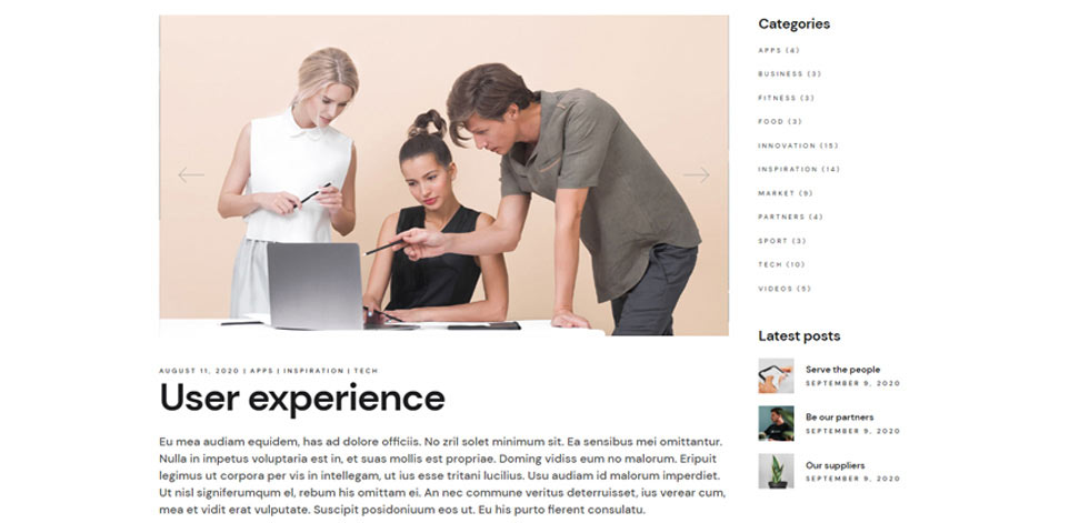 Blog post page