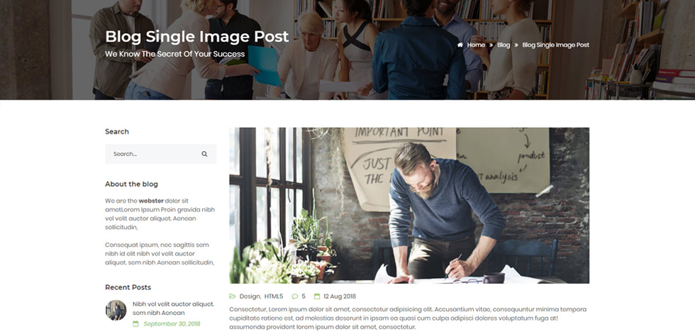 Blog post page