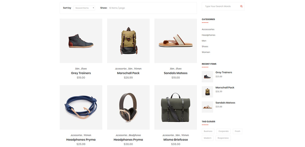 Shop page