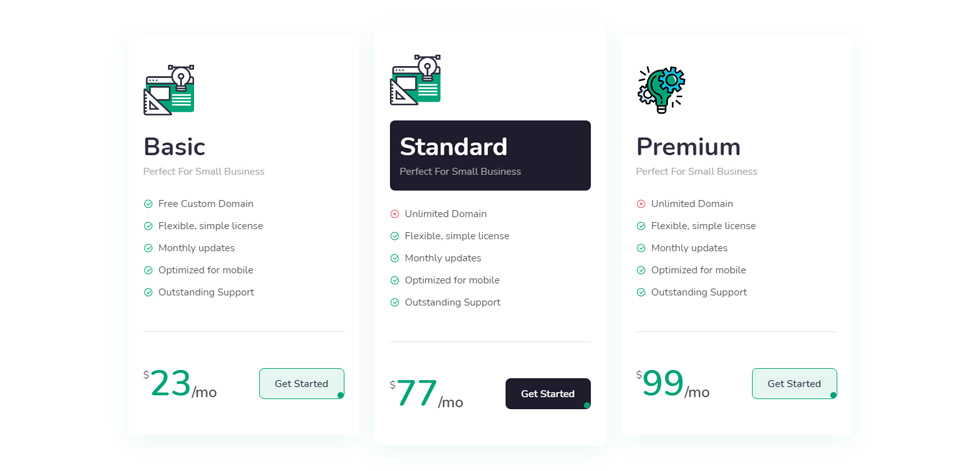 Pricing tables