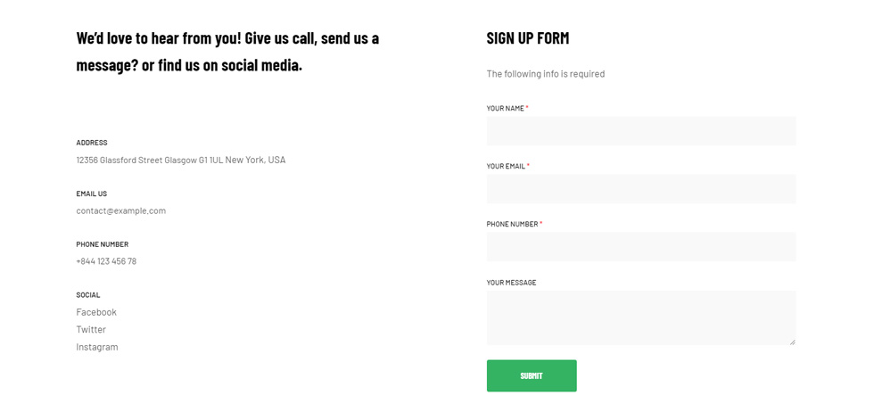 Contact page