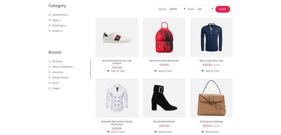 Shop page