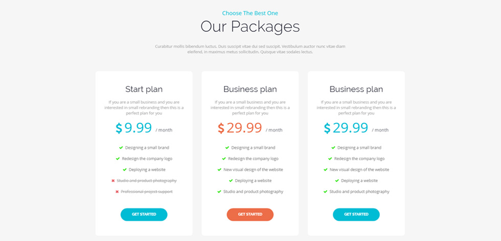 Pricing tables