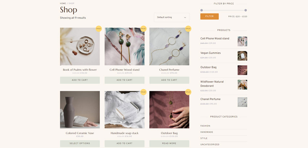 Shop page