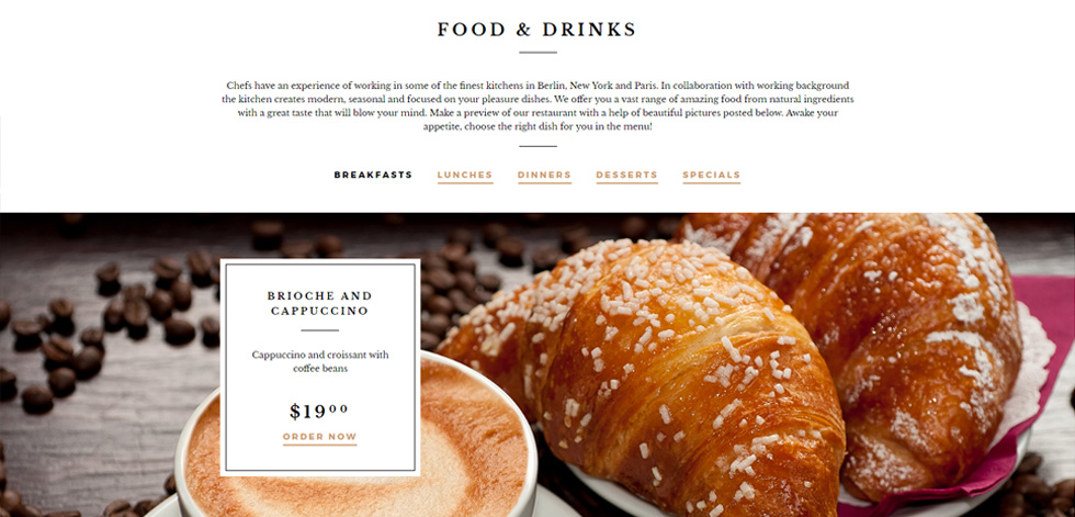 Food menu