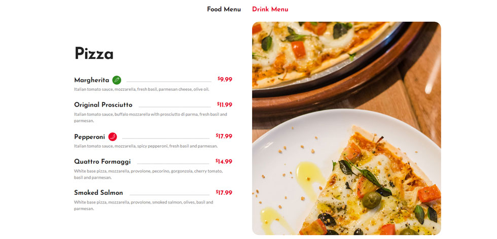 Food menu