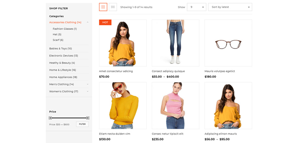 Shop page
