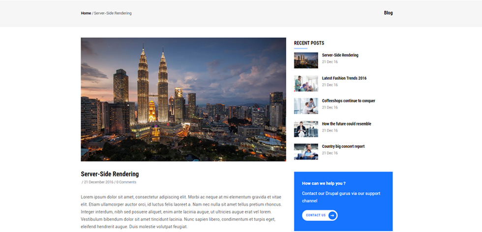 Blog post page