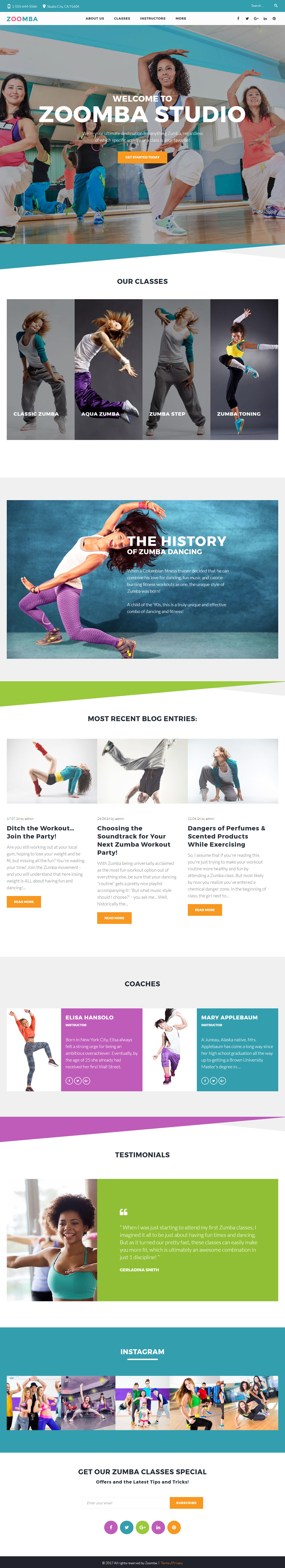 Zoomba WordPress Dance School Theme
