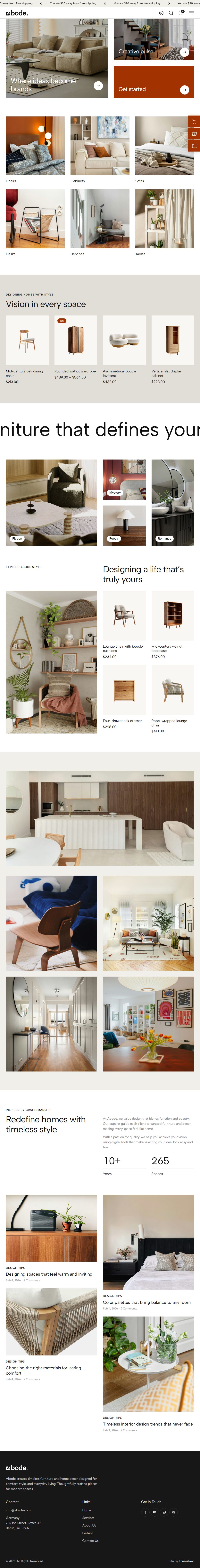 Abode – Premium Responsive Furniture Store WordPress Theme theme — Tablet preview