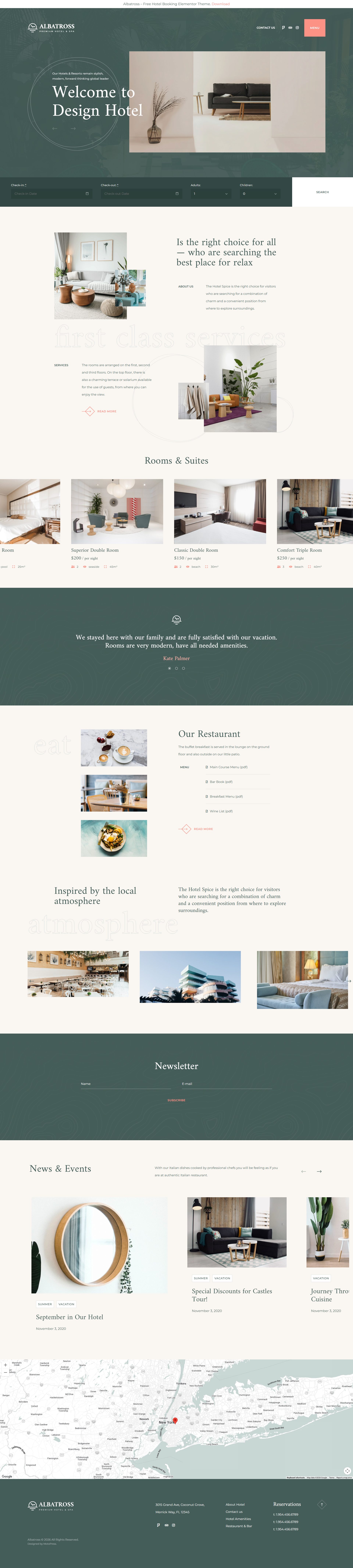 Albatross – Free Responsive Hotel Booking WordPress Theme theme — Desktop preview