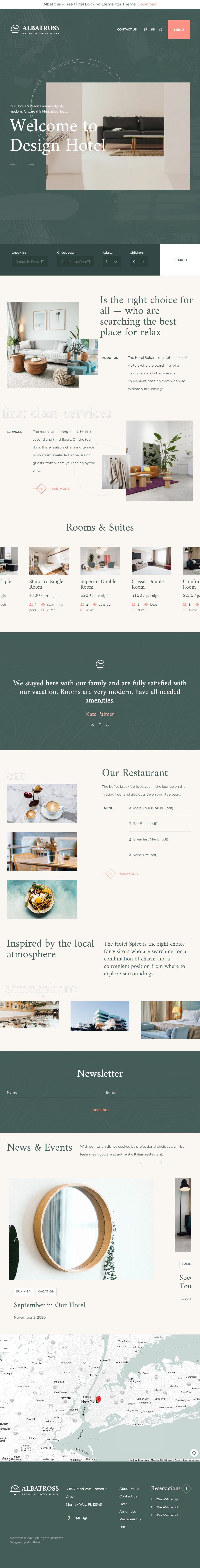 Albatross – Free Responsive Hotel Booking WordPress Theme theme — Tablet preview
