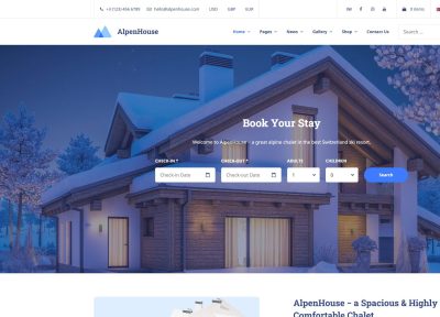 AlpenHouse – Premium Responsive Apartment Booking WordPress Theme
